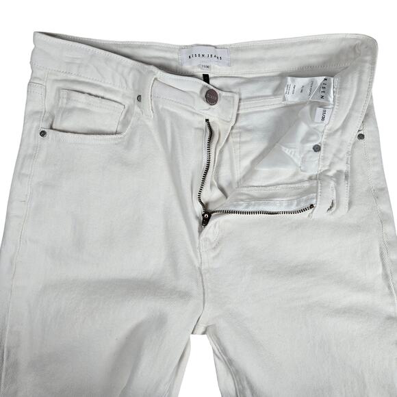 Risen Vintage Wash Straight Leg White Denim Jeans High Rise RDP5256 30/11 - Picture 3 of 13
